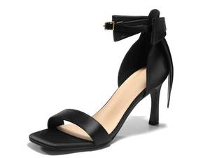 lot 4379 image: Coutgo Womens Bow Tie High Heels One Strap Heeled Sandals Sexy Stiletto Open Toe Wedding Bride Shoes, Black, Size 8