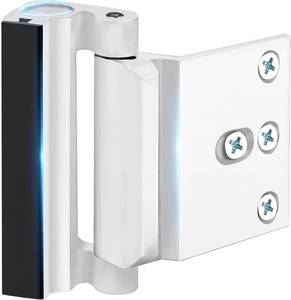 lot 4398 image: Home Security Door Reinforcement Lock - Safety Child Proof Door Locks With 8 Screws for Inward Swinging Front Doors, Extra Add a Kids Lock Inside Withstands 800 lbs Deadbolt Latch Guard Bedroom, White