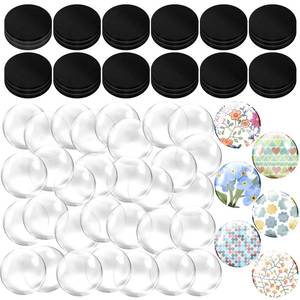 lot 4400 image: Weewooday 72 Pieces Round 1 Inch Glass Magnets Craft for Mothers Gifts Fridge Ceramic Magnet with Adhesive Backing Transparent Clear Glass Gems Cabochons for Fridge Refrigerator Pendants