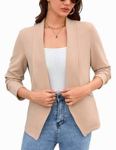 lot 4413 image: Womens Casual Blazer Long Sleeve Lightweight Open Front Blazer Work Office Blazers Jacket Khaki