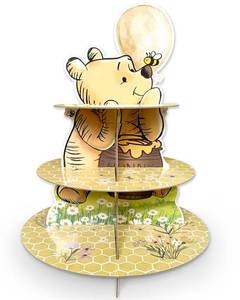 lot 4416 image: Classic Winnie Cupcakes Holder, Cute Bear 3 Tier Cardboard Cupcake Stands for Party Supplies, Winnie Cupcake Party Supplies for Baby Shower Decorations