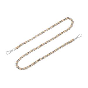 lot 4417 image: UXcell Leather Iron Flat Chain Strap, 32 Khaki Strap  Silver Chain for Shoulder Bags