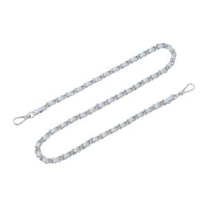 lot 4430 image: uxcell Purse Chain Strap, 32 Leather Iron Flat Chain Strap Handbag Chains Purse Straps for Shoulder Bags Replacement Strap (Sky Blue Strap  Silver Chain)