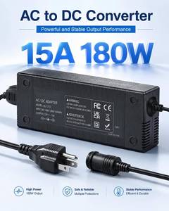 lot 4434 image: 12V 15A Power Supply DC 12 Volt 15amp 180W LED Driver Power Adapter AC to DC Converter 10A 5A Low Voltage Transformer 5.5x2.5 2.1mm Barrel for DC12V Car Refrigerator Vacuum Inflator and Other Devices