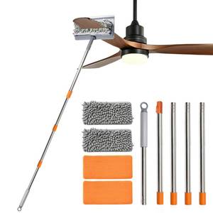 lot 5325 image: Ceiling Fan Cleaner Duster, 3-in-1 Fan Duster Cleaning Tool with 81 Extendable Long Handle, Removable Chenille & Microfiber Mop Head Cleaner for Ceiling Fan Blade, Baseboard, Wall, Floor, Window