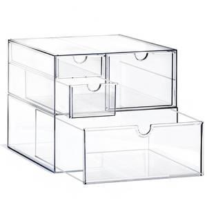 lot 5328 image: Prsildan Acrylic Drawer Makeup Organizer with 4 Drawers, Set of 2