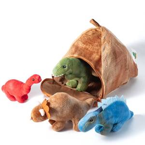 lot 5331 image: Hopearl Dinosaur Plush Volcano House with 4 Baby Dino Stuffed Animals Storage Bag Playset Toy Plush Toy Set Gifts for Kids, Boys & Girls Ages 3, 11