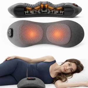 lot 5336 image: KAYAXIM Rechargeable Back Massager with Heat, 3-in-1 Lumbar & Spine Massager Pillow with Traction Support, 2500mAh Cordless Lower Back Massager for Sciatica Comfort, Portable for Home Office (Grey)