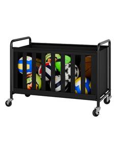 lot 5359 image: StorageWorks Ball Storage with Wheels, Ball Cart for Garage, Garage Sports Equipment Organizer with Hooks, Balls Organizer for Basketball, Football, Volleyball