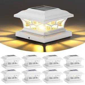lot 5361 image: DAMAYCA 8 Pack Solar Post Cap Lights Outdoor Waterproof, Dual Light, White