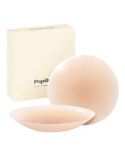 lot 6305 image: Popilush Nipple Covers for Women - Sticky Bra Reusable Silicone Pasties Waterproof with Travel Case Cr�me