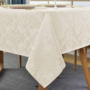 lot 6314 image: SASTYBALE Jacquard Tablecloth Rectangle 60 x 120 Inch Beige Spill Proof
