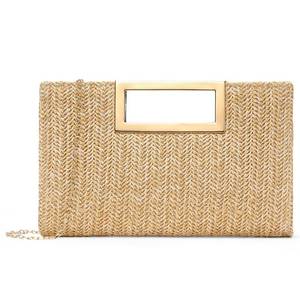 lot 6324 image: RNIEGA Top Handle Clutch Handbags Straw Clutch Purses for Women with Detachable Chain Ideal Vacation Handbags and Woven Boho Beach Bags