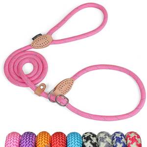 lot 6333 image: Grand Line Slip Lead Dog Leash - No Pull Training Dog Lead with 5ft Reflective Rope, Durable & Collar-Free for Small, Medium, Large Dogs and Puppies (Pink,S)