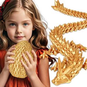 lot 6339 image: Large Dragon Eggs with Dragon Inside, 3D Printed Surprise Funny Gifts for Kids, Articulated Dragon Fidget Toys for Adults, Executive Desk Toys Office Room D�cor (Gold)