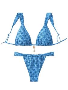 lot 6345 image: RoseSeek Womens 2 Piece Leopard Floral Bathing Suit Wireless Triangle Swimsuit High Waisted Bikini Sets Blue Medium