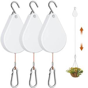 lot 6352 image: WROSWT Upgraded Retractable Plant Hanger,Plant Pulleys for Hanging Plants,Easy to Raise and Lower,Auto Lock,Heavy Duty,Adjustable Hook for Garden Baskets Pots,Birds Feeder,(3Pcs,White)