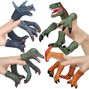 lot 6369 image: COGO MAN Dinosaur Toys Dinosaur Figure, Rubber Dinosaur Finger Puppets Set with Heads, Paws, and Feet, Bath Toys for Kids, Finger Puppets 20pcs