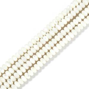 lot 6380 image: HAAMIIQII Natural White Mother of Pearl Shell Beads 3x4mm Abacus Rondelle Shape Semi Precious Stone Loose Gemstone Beads for Jewelry Making Strand 15 Inch (145-148pcs)