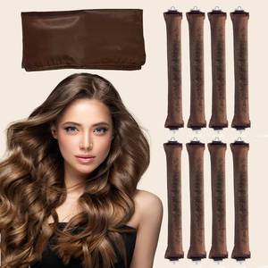 lot 6397 image: COLAYERIST 9PCS Heatless Hair Curler Velvet, Heatless Curls Overnight Hair Curlers to Sleep in, Overnight Rods Heatless Curls, Gentle Styling Tools Fit for All Hair Types-Brown