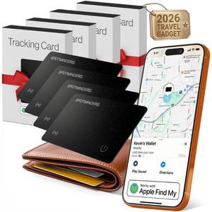 lot 6411 image: SPOTMINDERS Apple MFi Certified Wallet Tracking Card Black 4-Pack Travel Gifts for Him Works with Apple Find My Rechargeable Tracker IP68 Waterproof 0.07 Slim iPhone Item Finder for Luggage Passport