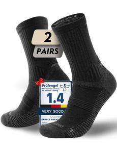 lot 6466 image: Juclise Lightweight Micro Crew Merino Wool Hiking Socks, Thin Breathable Seamless Anti-Blister Moisture Wicking Cushioned(Onyx 2 pack, M)