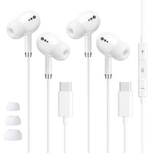 lot 6467 image: USB C Headphones for iPhone 17 16 15, Wired Earbuds with Mic & Remote Control, Nosie Cancelling for Apple Headphone with 3 Size Tips, Type C Earphone for Galaxy S26 S25 S24, Pixel 10a 9, 2 Pack