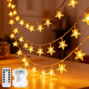 lot 6469 image: SFNDOU Star String Lights, 33ft 100 LED 8 Modes Star Fairy Lights Battery Operated Waterproof Indoor Outdoor for Bedroom Patio Party Wedding Tent Loft Bed Xmas Tree Decor, Warm White