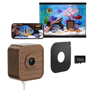 lot 8313 image: 5MP Aquarium & Terrarium Camera, WiFi Pet Camera, Time-Lapse Video, Walnut Wood Case, 120° Wide-Angle Anti-Glare Lens, Video Playback, Motion Detection, Easy Magnetic Install for Fish, Reptiles