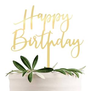 lot 8330 image: CC TOWN Happy Birthday Cake Topper, Gold Acrylic Durable Versatile Cake Topper, Birthday Supplies Decorations (Gold)