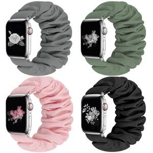 lot 8335 image: 4 Pack Scrunchie Band Compatible with Apple Watch Bands 38mm 40mm 41mm 42mm 44mm 45mm 46mm 49mm Women, Scrunchy Bracelet Strap for iWatch Series 11 10 9 8 7 6 5 4 3 2 1 SE 3 2 1