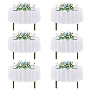 lot 9500 image: sancua White Round Tablecloths 70 Inch, 6 Pack - Circle Fabric Cloth Table Cloths for Wedding Party Banquet Birthday, Washable Polyester Table Cover (Fit 20-58 Inch Tables)