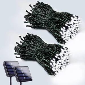 lot 10435 image: Solar String Lights Outdoor 2 Pack 200 LED Solar Christmas Light Cool White