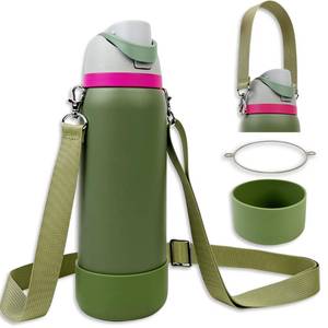 lot 10436 image: SITKOL Silicone Boot Set for Owala Water Bottle 32 oz - Non-Slip Sleeve, Shoulder Strap & Handle Strap, Fits Owala Tumbler & FreeSip, Camo Cool