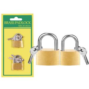 lot 10441 image: 2 Pcs Small Solid Brass Locks with Keys, 20mm  25mm Mini Key Locks, for Luggage, Backpack, Gym Locker, Jewelry Box (20-25mm)