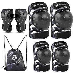 lot 10445 image: Kuxuan skates Knee Pads Elbow Pads Wrist Guards Set for Kids, Protective Gear Set for Boys Girls Skateboarding Roller Skating Cycling Scooter, Black Camo with Drawstring Bag