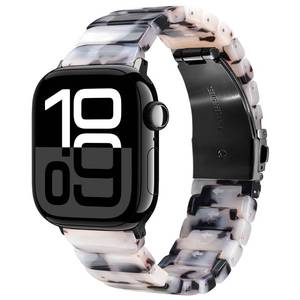 lot 10447 image: V-MORO Resin Band Compatible with Apple Watch Series 1110 41mm40mm38mm42mm Women Men Fashion Strap for iWatch Series 987654321SESE 2 Lightweight Bracelet (Classic Ivory Tortoise-Black)