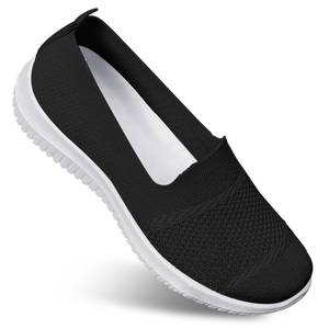 lot 10448 image: GLYGML Women Flats Slip On Walking Shoes Soft Breathable Mesh Loafers Lightweight Flexible Casual Flats Comfortable Non Slip Driving Shoes Black Size 7.5