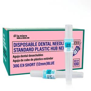 lot 10453 image: LA MIERE 100P Disposable Premium Dental Plastic Hub Needles in Perforated Box 30G Ex-Short, 12mm