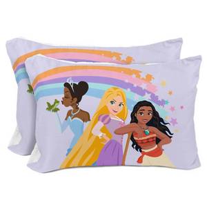 lot 10457 image: Disney Princess 2 Pack Reversible Pillowcases 20x30 Inch - Super Soft Microfiber Pillow Covers, Moana, Belle, Rapunzel, Aurora, Jasmine & Tiana, Machine Washable Kids Bedding (Officially Licensed)