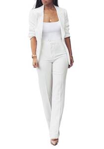 lot 11415 image: Business Suit Set for Women Office Outfits Blazer Jackets  High Waist Straight Leg Pants (Size L)