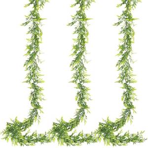 lot 11419 image: RECUTMS 3Pcs Artificial Italian Ruscus Greenery Garland 5.8ft Bamboo Leaves