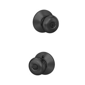 lot 11434 image: Schlage Plymouth Keyed Entry Door Knob, InteriorExterior, Matte Black