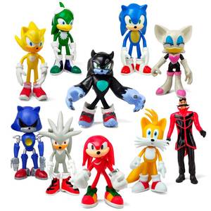 lot 12143 image: Toysvill Sonic the Hedgehog Big Action Figures (Set of 10 pcs), Collection Toys, Birthday Cake Decoration Party Supplies Cake Topper