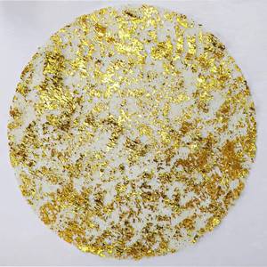 lot 12154 image: YLUSUJAKX Disposable Gold Placemats Set of 100 Metallic Thin Mesh Round 13 Inch Table Mates Gold Charger Doilies for Dining Table Wedding Birthday Party Home Decoration