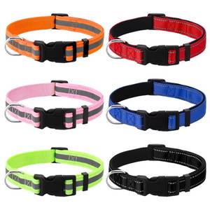 lot 12173 image: 6 Pack Reflective Dog Collars for Large Dogs Adjustable Dog Collars with Safety Buckle for Girl Boy Dogs(13.7-21 inch)