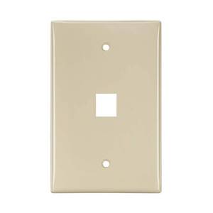 lot 12177 image: Leviton QuickPort Midsize Wallplate, Single Gang, 1-Port, 41091-1IN, Ivory