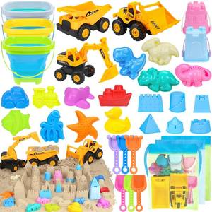 lot 13134 image: FHOZGECY Beach Toys with 3 Trucks, Collapsible Buckets for Kids Ages 3-12