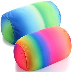 lot 13137 image: Barydat 2 Pcs Microbead Pillow Microbead Pillows Neck 11.4 x 6.3 in Body Support Microbead Bolster Cylindrical Pillow Colorful Rainbow Neck Pillow for Sleeping Travel Head Back Cervical Cushion
