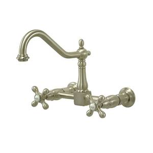 lot 13150 image: Kingston Brass KS1246AX Heritage Bridge Kitchen Faucet, Polished Nickel